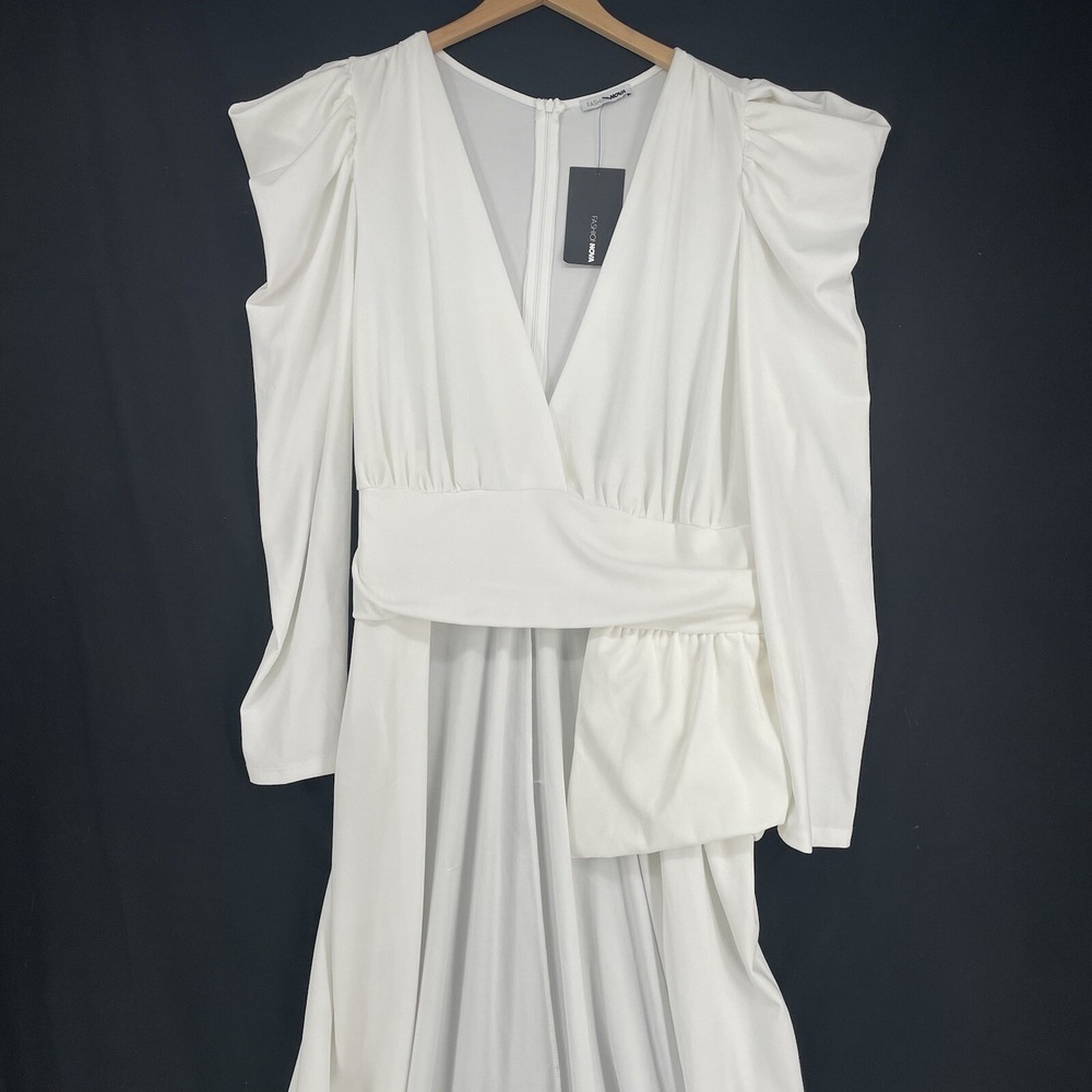 Fashion Nova Grand Entrance High Low Top Plunge Neck White Plus Size 3X New Tags